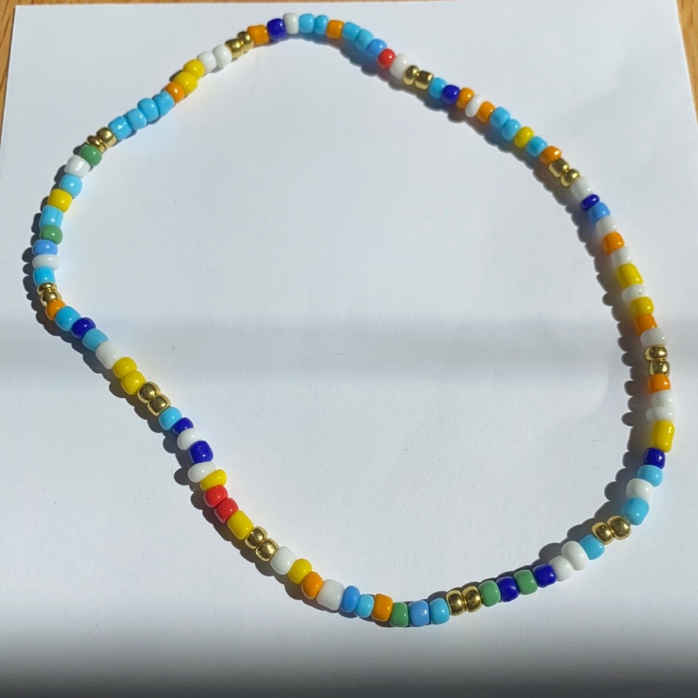 Handmade stretchy beaded choker necklace